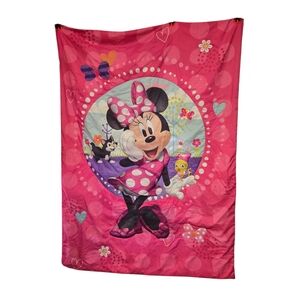 Disney Minnie Mouse Quilted Comforter Blanket 42" x 55" Pink & Black